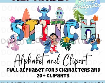 Stitch Alphabet Set, Stitch Custom Alphabet PNG files, Stitch Alphabet Set, Stitch Clipart