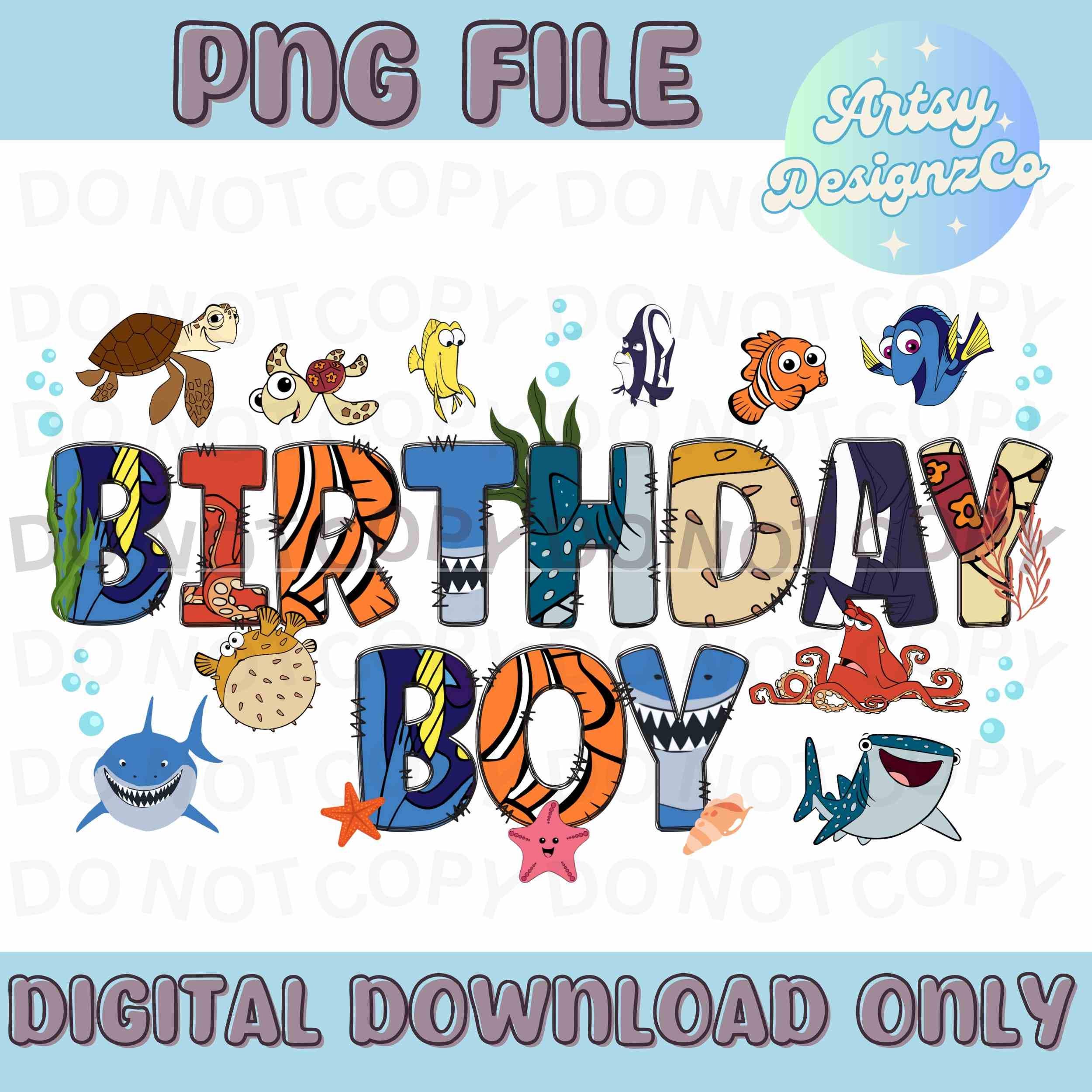 Nemo Birthday Boy PNG File, Nemo Birthday Boy Digital Download File