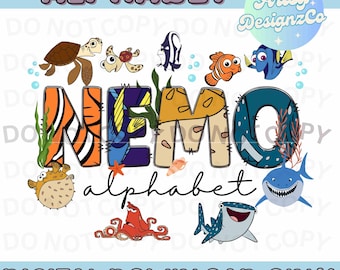 Nemo Alphabet and Clipart Set, Nemo Custom Alphabet PNG files, Dory Alphabet Set, Nemo Clipart Set