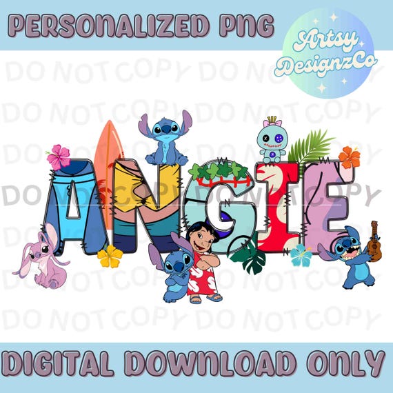 Stitch Custom PNG File, Custom Name Stitch Digital Download, Custom Stitch PNG files, Stitch Personalized Name