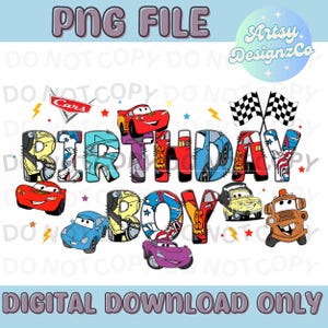 Cars Birthday Boy PNG File, Cars Birthday Boy Digital Download, Cars Birthday Boy PNG files, Cars Birthday Boy Custom