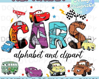 Cars Alphabet Set, Custom Cars Alphabet PNG files, Car Alphabet and Clipart Set, Cars Clipart