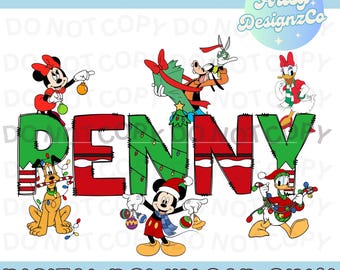 Mickey Friends Christmas Custom PNG File, Custom Name Mickey Digital Download, Custom Mickey Name PNG files, Disney Personalized Name