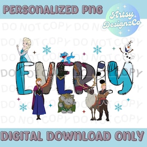 Arquivo PNG personalizado congelado, nome personalizado congelado download digital, arquivos PNG congelados personalizados, nome personalizado Elsa Anna