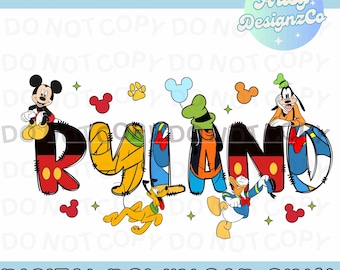 Mickey And Friends Custom PNG File, Custom Mickey Name Digital Download, Custom Mickey PNG files, Mickey Personalized Name