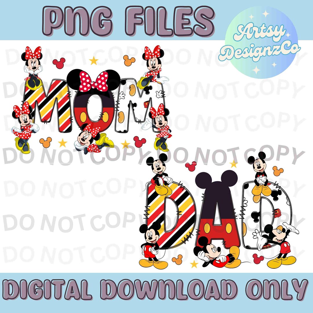 Mickey Minnie Mom Dad PNG File, Mickey Mom Dad Digital Downloads ...