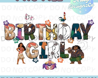 Moana Birthday Girl PNG File, Moana Birthday Girl Digital Download, Moana Birthday PNG file