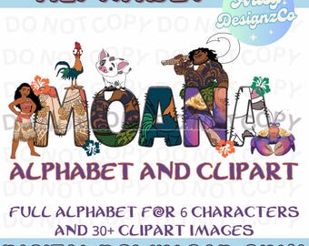 Moana Alphabet Set, Moana Custom Alphabet PNG files, Maui Alphabet Set, Moana Clipart