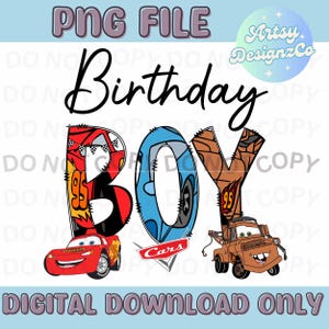 Cars Birthday Boy PNG File, Cars Birthday Boy Digital Download, Cars Birthday Boy PNG files, Cars Birthday Boy Custom