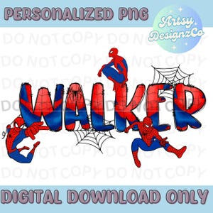 Archivo PNG de nombre personalizado de Spiderman, descarga digital de héroe con nombre personalizado de Spiderman, archivos PNG de héroes personalizados, nombre personalizado de héroes
