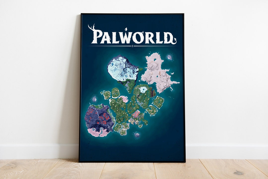 Palworld Map Poster, Pal World Inspired Fan Game Island Print ...