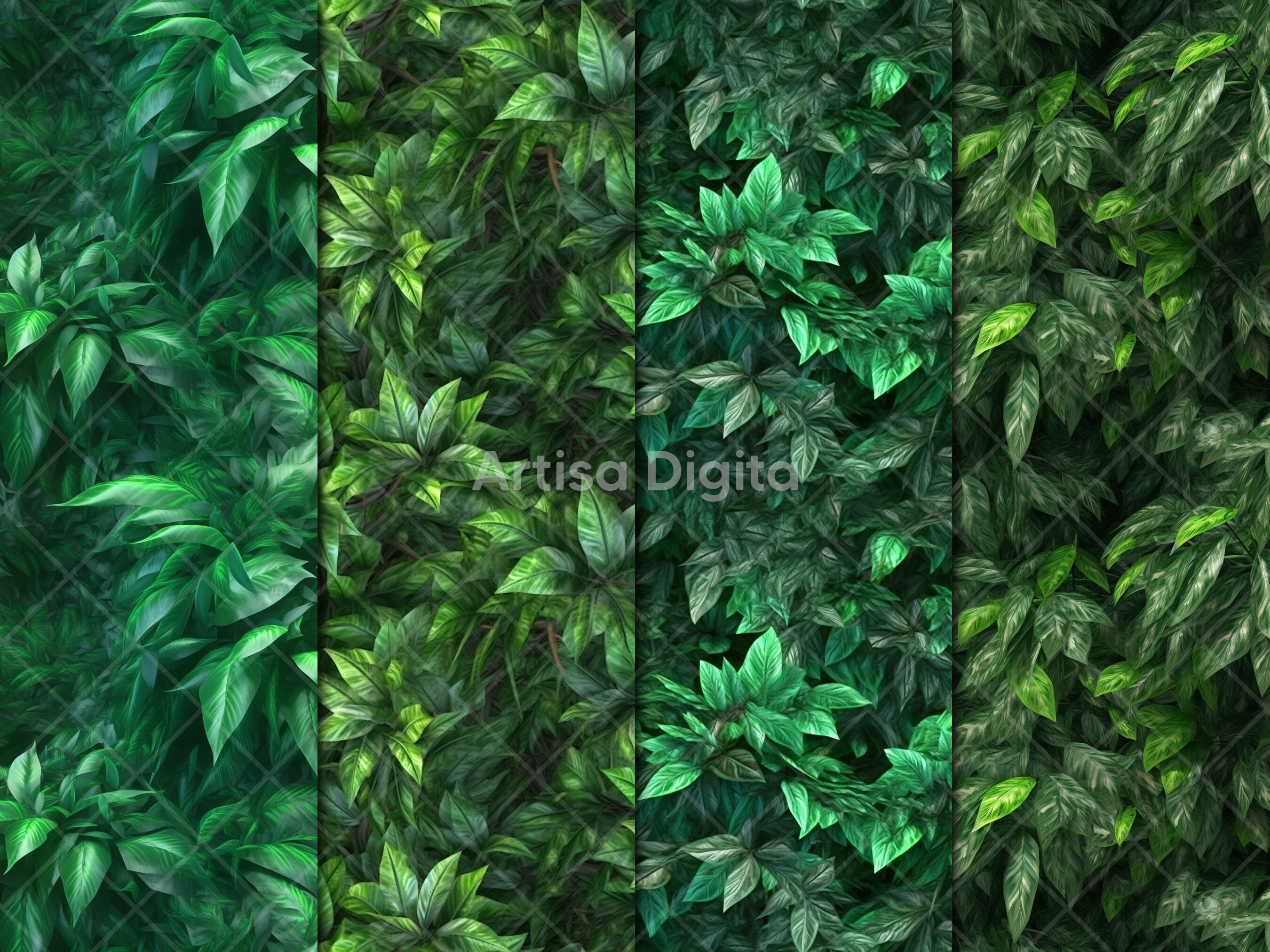 Realistic 3D Bush Leaves Digital Textures 16 Seamless Real ...