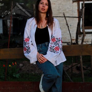 modern Ukrainian embroidered blouse, bohemian ethnic shirt with embroidery, gift for her, gift for woman, vyshyvanka,  Ukrainian vyshyvanka