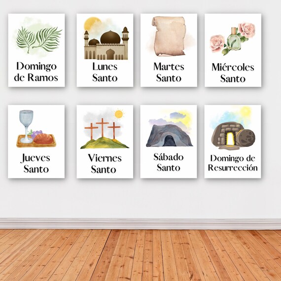 Spanish Holy Week Cards | Semana Santa |Easter Countdown | Christian Easter | Sunday School Print | Easter Week Prints | Kids Easter Week