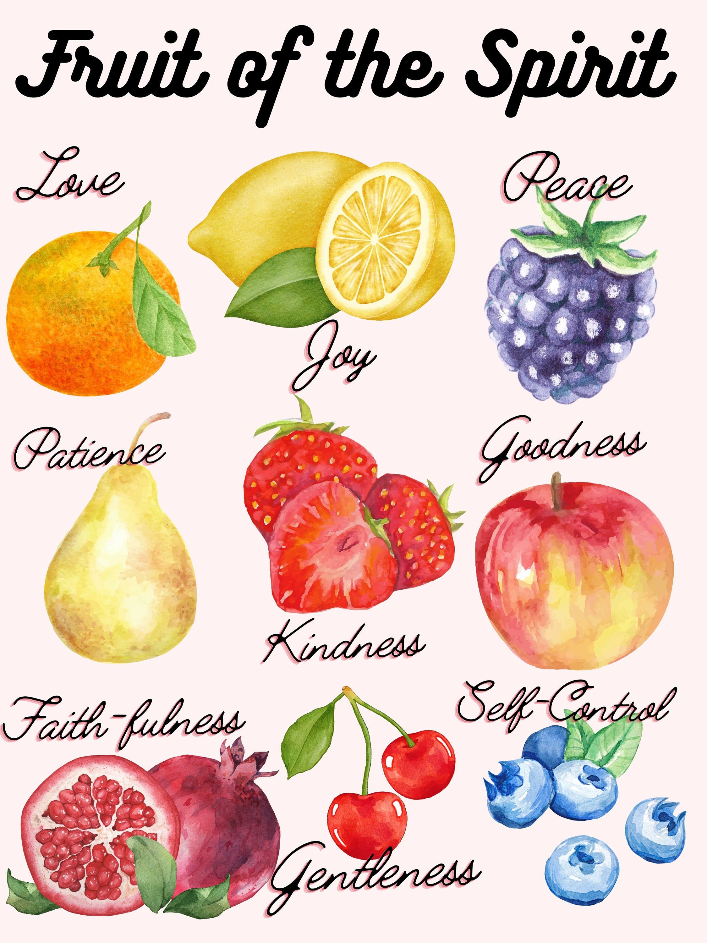 Peace Fruits of the Spirit Bible Inspiration Framed Vertical