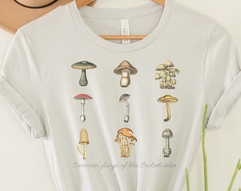 Common Fungi of the British Isles tshirt, Mushroom tshirt, Cottagecore tshirt, Vintage mushroom shirt, Toadstool shirt, Vintage illustration