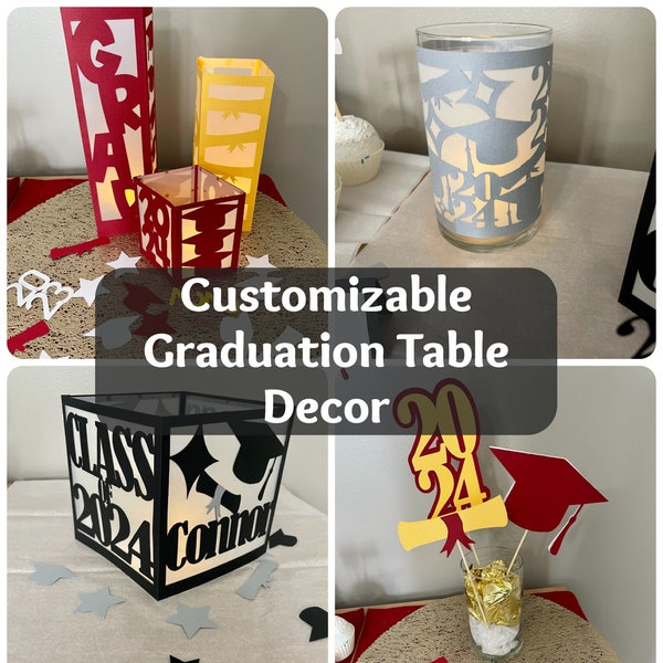 Graduation Table Decor, Coordinating Package - Customizable Graduation Decor - Personalized Graduation Decor