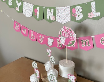 Decoración de baby shower de bebé en floración, baby shower temático de bebé en floración, pancartas de bebé en floración, decoración de baby shower, bebé en floración