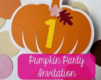 Pink Pumpkin Invitations, Pink, Pumpkin, Fall Theme Birthday Invitations, Our Little Pumpkin Party Invitations, Pumpkin First Birthday Party