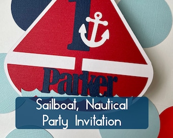 Sailboat Invitations, Nautical Theme Birthday Invitations, Sailboat, Nautical Party Invitations, Nautical Birthday Decor, Sailboat Birthday