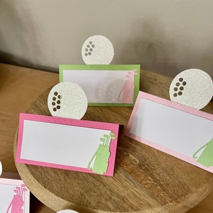 Etiquetas de comida con temática de golf para niñas, tarjetas de lugar, tarjetas de menú de golf, decoración de fiesta con temática de golf para niñas, etiquetas de comida para fiesta de golf para niñas, decoración de golf para niñas