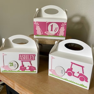 Girl Golf Gift Box, Girl Golf Party Favor Box, Golf Theme Party Favor Box, Hole in One Party Favor, Golf Treat Box, Golf Theme Favor Box