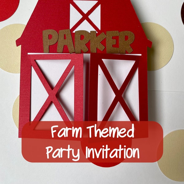 Farm Theme Birthday Invitations, Barn Theme Invitations, Farm Barn Theme Birthday Invitations - Farm Party Invitations - Farm Theme Birthday