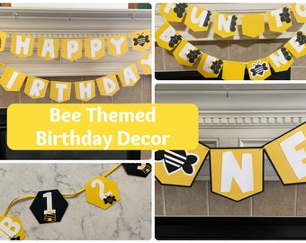 Bumble Bee Themed, Fun to Bee One, Birthday Decorations, First Birthday, Decor Pack, Bee Theme Birthday Decorations, Bee First Birthday