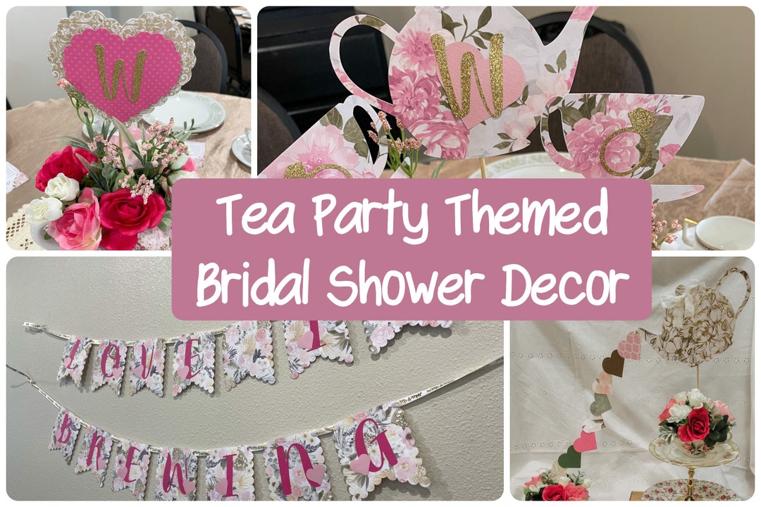 Tea Party Themed Bridal Shower Decorations, Decor Packs, Personalized