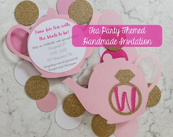 Tea Party Invitations, Tea Party Themed Theme Bridal Shower Invitations, Tea Party Handmade Bridal Shower Invitations, Bridal Shower Decor