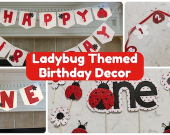 Ladybug Themed Birthday Decor, Our Little Lady Birthday Decorations, Ladybug Themed First Birthday Decor Pack, Ladybug Party Decorations