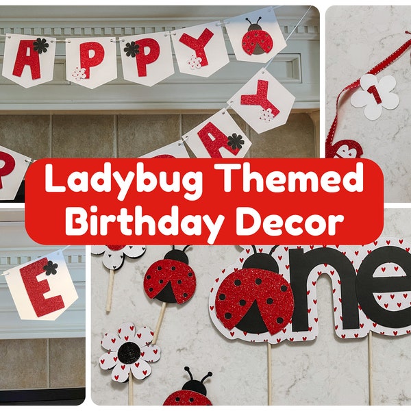 Ladybug Themed Birthday Decor, Our Little Lady Birthday Decorations, Ladybug Themed First Birthday Decor Pack, Ladybug Party Decorations