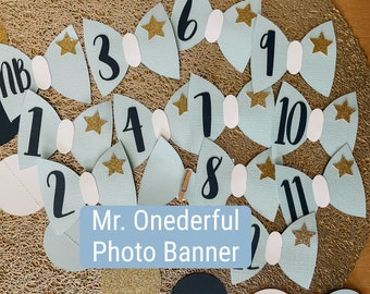 Mr. Onederful Bowtie Themed Month Photo Banner, Mr. Onederful Bowtie First Birthday Decorations, Mr. Onederful Birthday Party Decorations