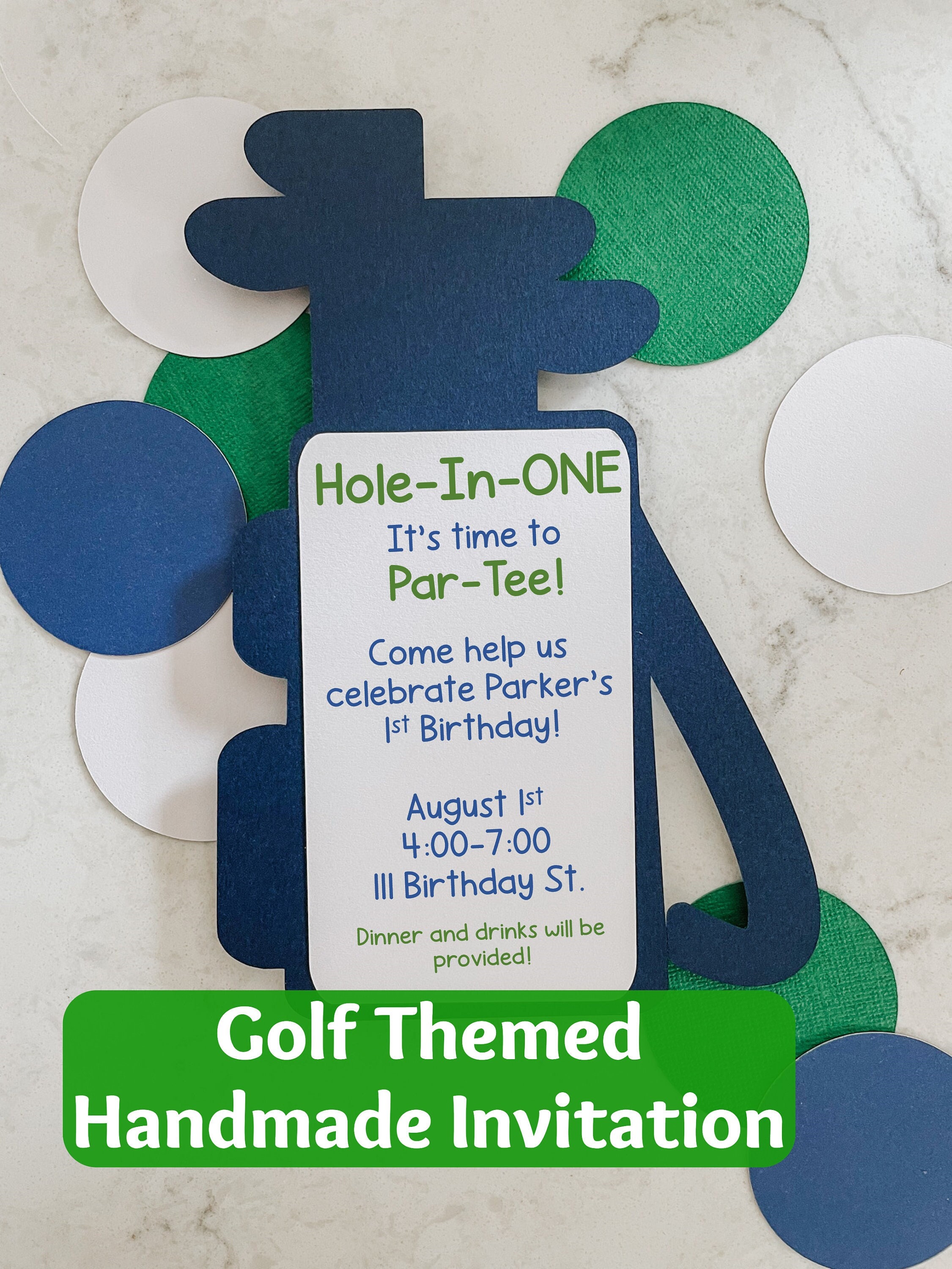 Golf Theme Birthday Invitations, Custom Invitation, Hole in One Invitation, Handmade Invitations Golf Theme Birthday Invitations, Custom Invitation, Hole in One Invitation, Handmade Invitations