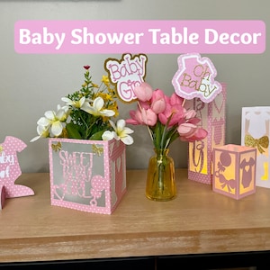 Baby Shower Table Decor, Baby Girl Shower Table Decor, Baby Shower Table Centerpieces, Baby Girl Table Centerpieces for Baby Shower