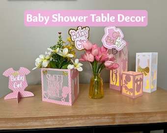Baby Shower Table Decor, Baby Girl Shower Table Decor, Baby Shower Table Centerpieces, Baby Girl Table Centerpieces for Baby Shower