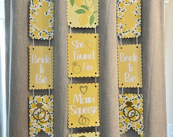 Lemon Bridal Shower Hanging Banner, Lemon Themed Bridal Shower Door Decor, Main Squeeze Bridal Shower Decor, Lemon Themed Door Sign Decor