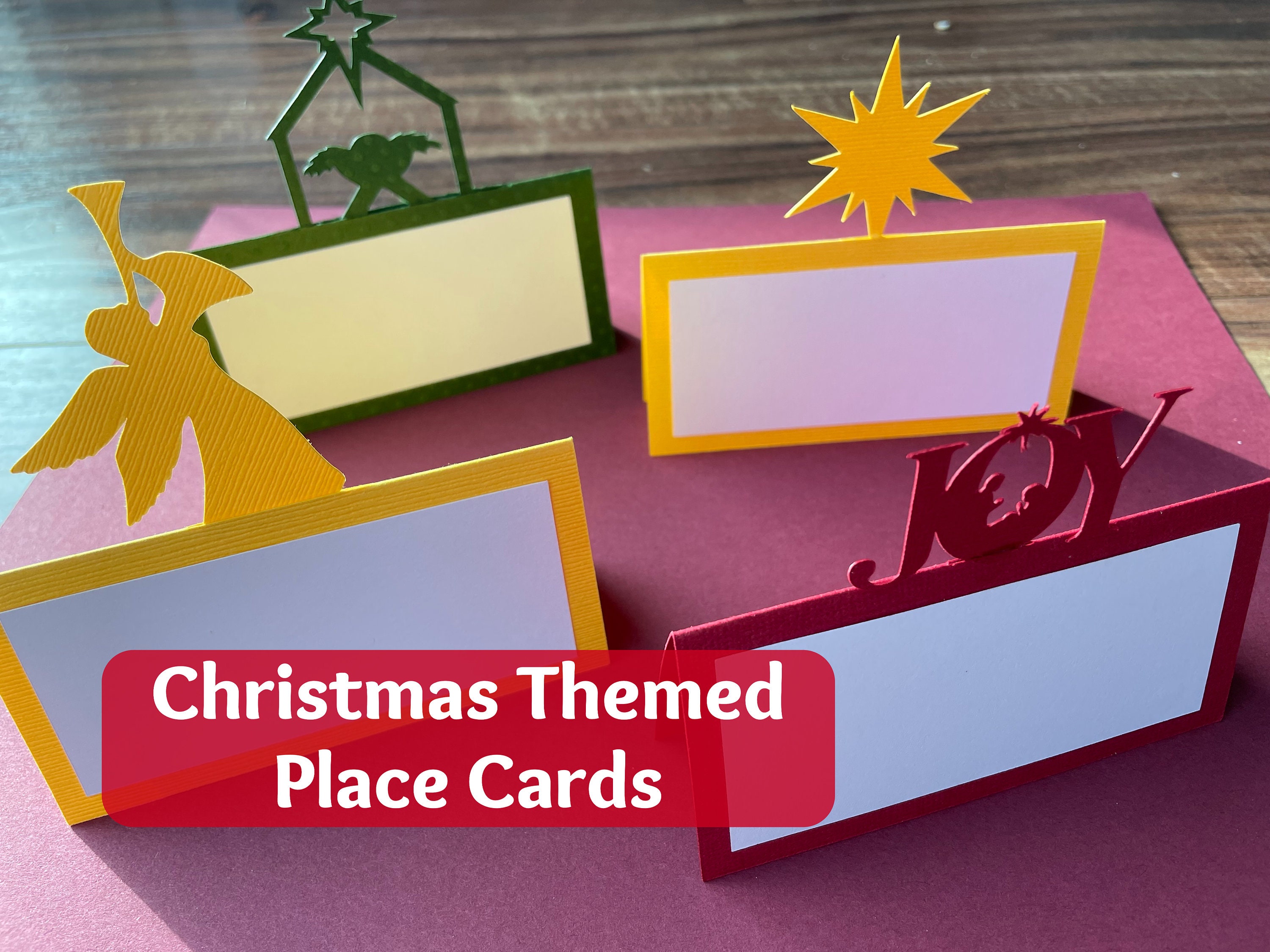 Christmas Themed Place Cards, Christmas Themed Food Tent Labels, Christmas Themed Food Tent Labels, Religious Christmas Place Cards