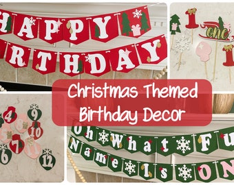 Christmas Themed - Birthday Decorations - Oh What Fun First Birthday - Decor Pack