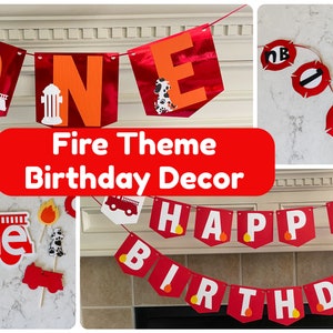 Fire, Fireman, Firefighter Themed, Fire Birthday Decorations, Fire Theme First Birthday, Fire Decor Pack, Sound the Alarm Fire Birthday