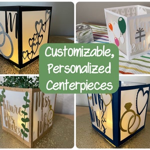 Customizable, Personalized Centerpiece, Lighted Centerpiece Set, Table Party Decor, Wedding Centerpiece, Baby, Bridal Shower Table Decor