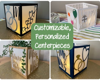 Customizable, Personalized Centerpiece, Lighted Centerpiece Set, Table Party Decor, Wedding Centerpiece, Baby, Bridal Shower Table Decor