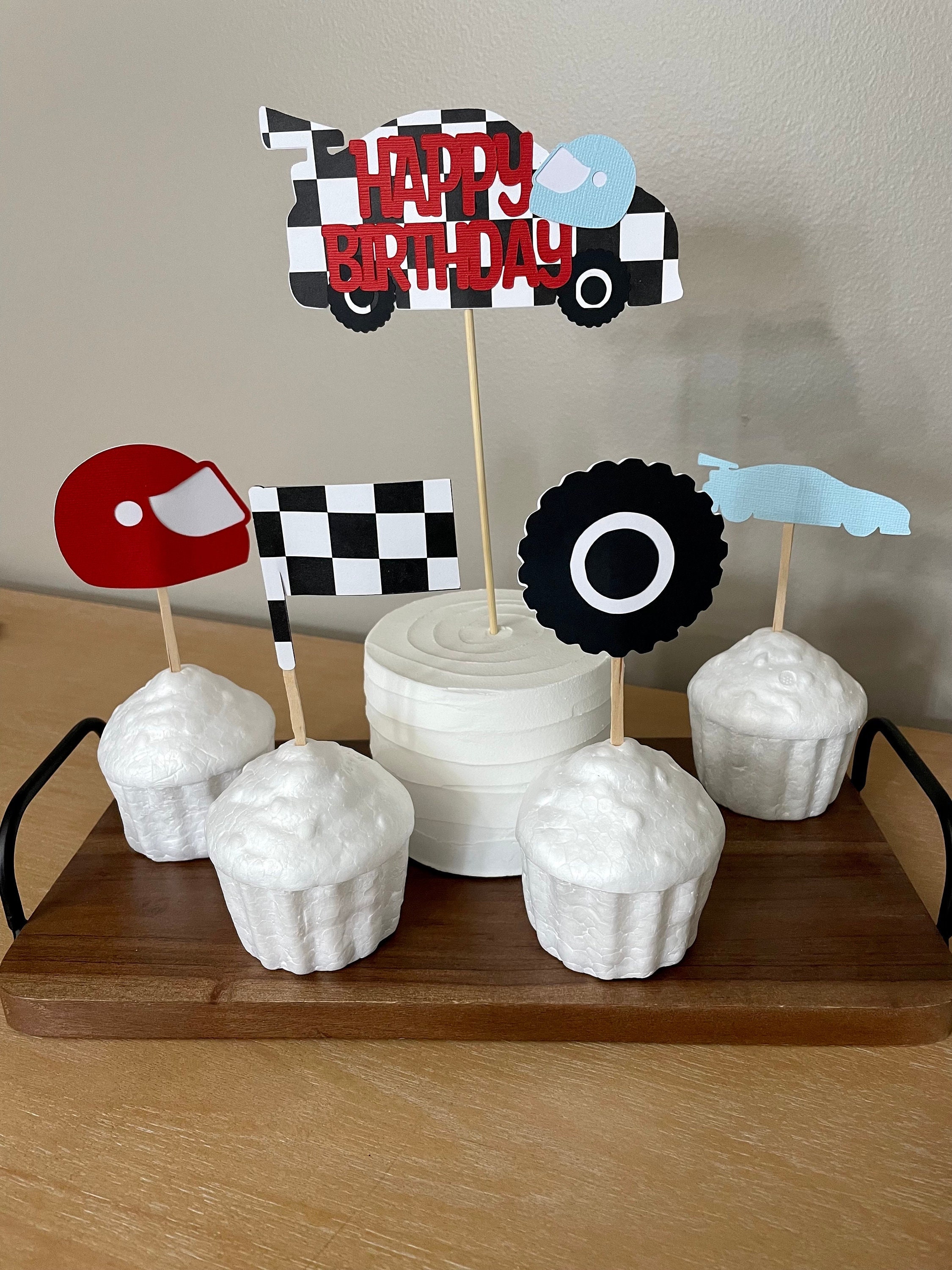 Racing Themed Cake and Cupcake Toppers, Fast ONE Birthday Cake Topper ...