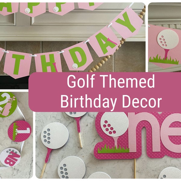 Golf Themed Girl Golf Birthday, Pink Golf Birthday Decorations, Golf Birthday Decorations, Hole in One Golf First Birthday, Golf Decor Pack