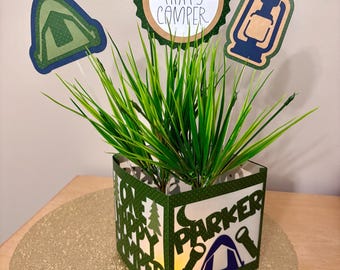 Camping Themed Birthday Table Decor, Camping Birthday Table Decorations, Customizable Camping Birthday Decor, Personalized Birthday Decor