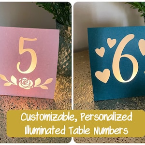 Customizable, Personalized Table Numbers, Lighted Table Numbers, Table Party Decor, Wedding Table Numbers, Custom Table Numbers