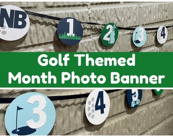 Golf Themed Month Photo Banner, First Birthday Golf Decorations, Hole in One Golf Photo Banner, Hole in One First Birthday Decorations