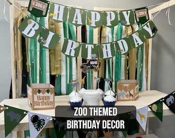 Decoración de cumpleaños temática del zoológico, primer cumpleaños del tema del zoológico, decoraciones de fiesta de cumpleaños del zoológico, decoración de cumpleaños del safari del zoológico, decoración del primer cumpleaños del zoológico
