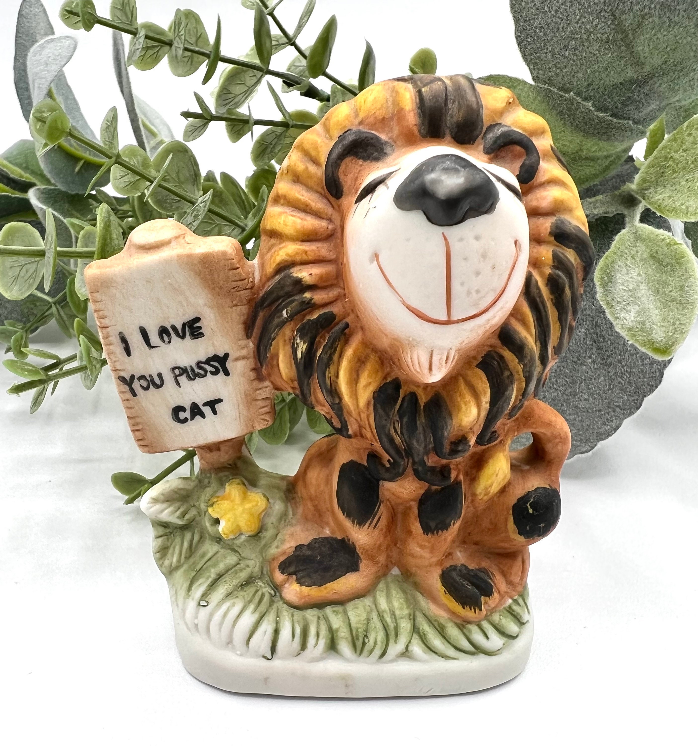 Vintage I Love You Pussy Cat Lion Figurine, Vintage Valentine's Day Gift,  Vintage Lion Funny Gift, Funny Lion Gift - Etsy