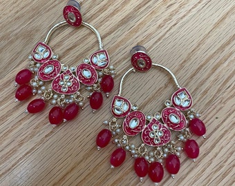 Kundan earrings/ Indian earrings/ Punjabi jewelry/ Indian wedding/ Ethnic earrings/ Traditional earrings/ Pakistani jewelry USA